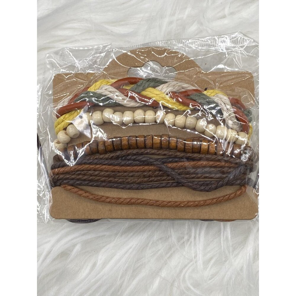 Multilayered Woven & Beaded Bangle Bracelet Unisex Fashion Jewelry Boho Style‎